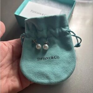 Tiffany & Co. Silver and White Pearl Earrings